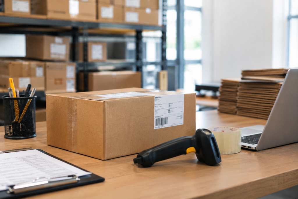 E-commerce Packing Station Workspace.